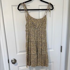 Tie Strap Floral Yellow Summer Dress